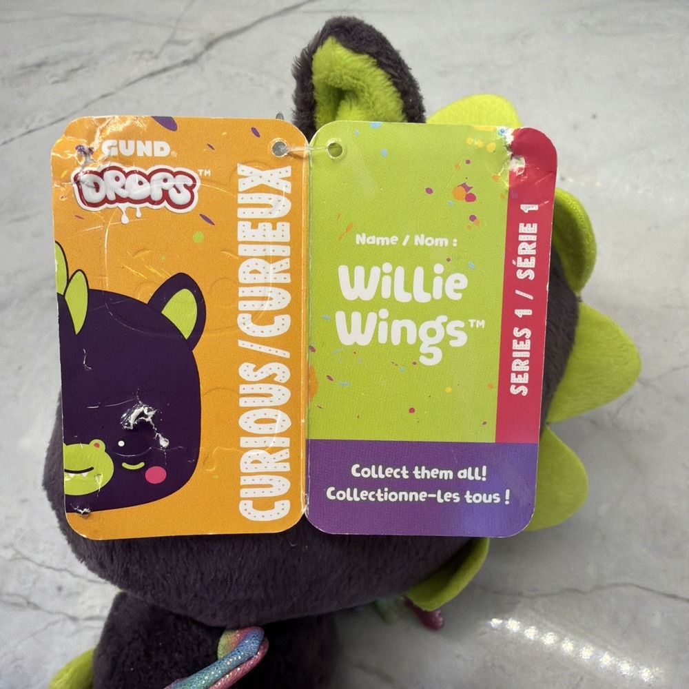 Gund Drops Willie Wings Purple Dragon Iridescent Winged Plush Stuffed Animal - Picture 9 of 15
